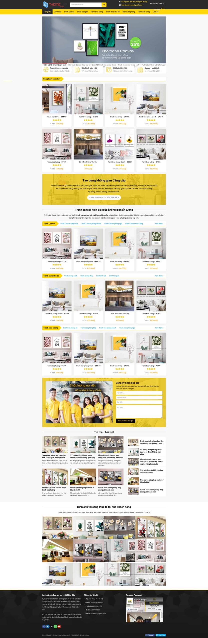 Website Tranh Tường – giao diện bán tranh treo tường và tranh canvas chuyên nghiệp