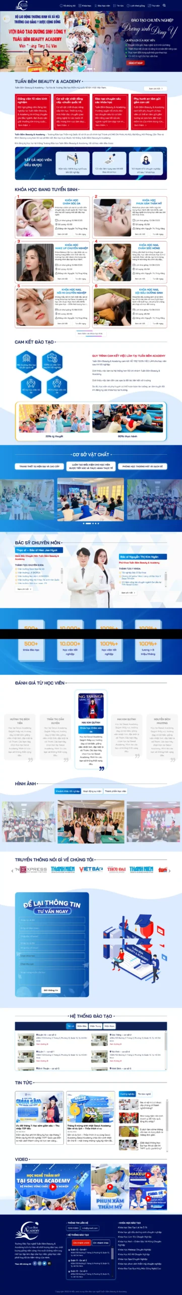 Website Trung Tâm Đào Tạo Nghề Spa giao diện website đào tạo spa và thẩm mỹ chuyên nghiệp