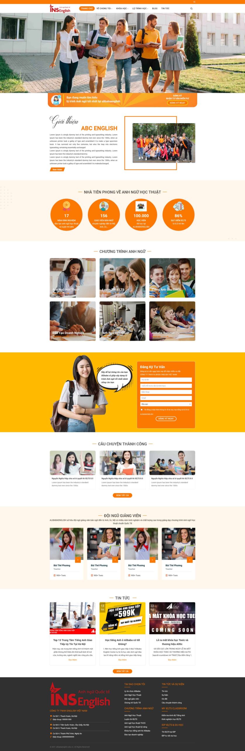 Website Trường Anh Ngữ giao diện website giáo dục trung tâm anh ngữ chuyên nghiệp, hiện đại và thân thiện