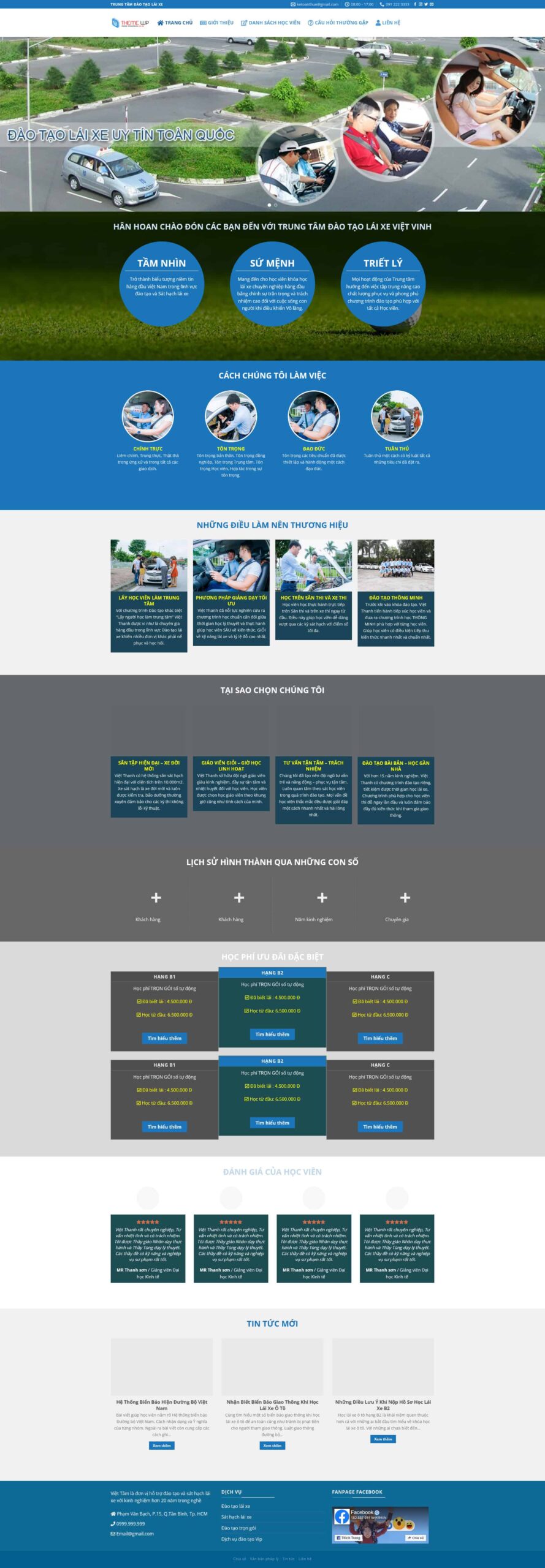 Website Trường Dạy Lái Xe – giao diện website đào tạo lái xe chuyên nghiệp