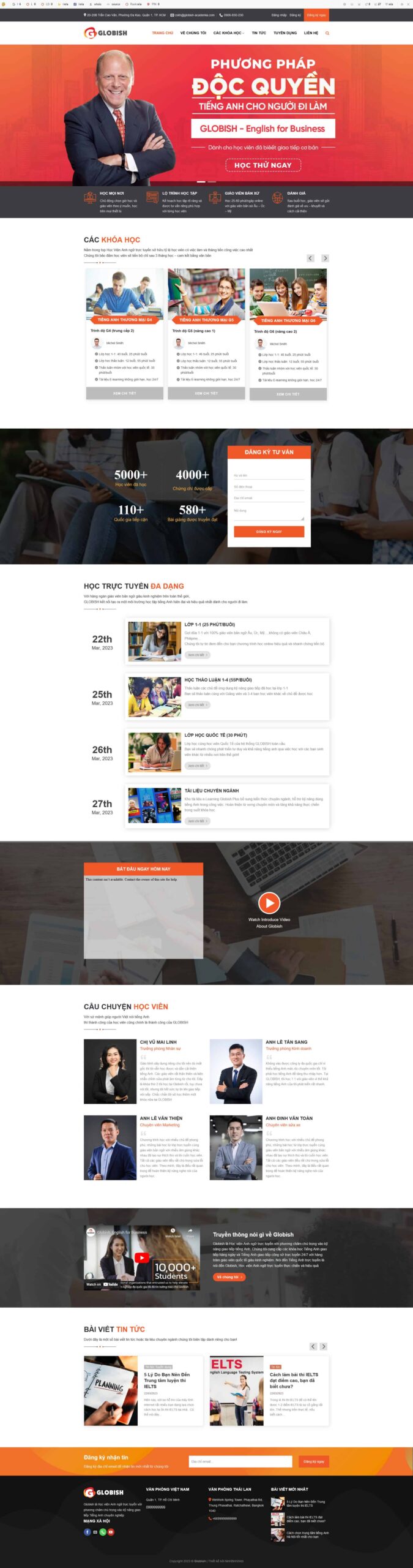 Website Trường Học 09 giao diện website giáo dục trung tâm đào tạo tiếng Anh cho người đi làm chuyên nghiệp