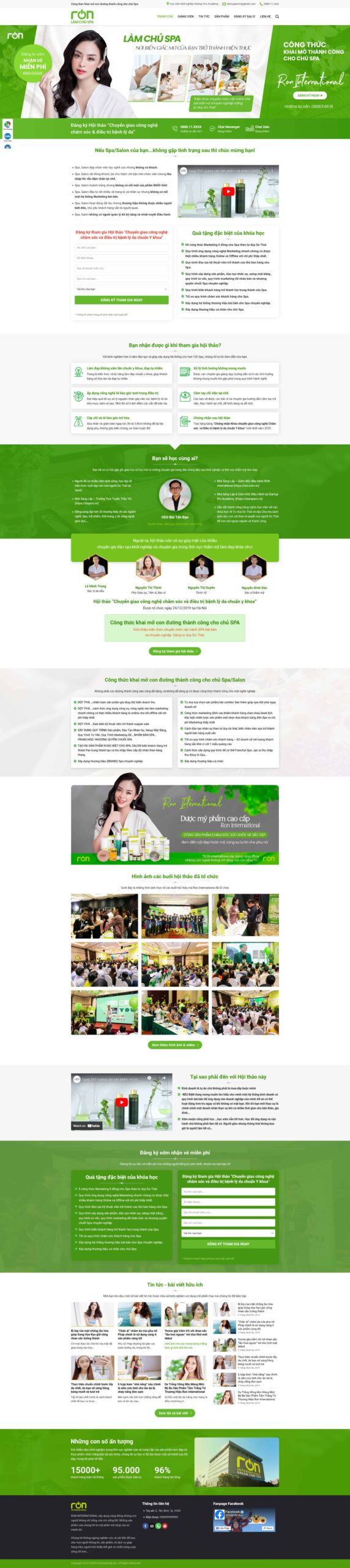 Website Trường Học 10 – giao diện landing page khóa học kinh doanh Spa chuyên nghiệp