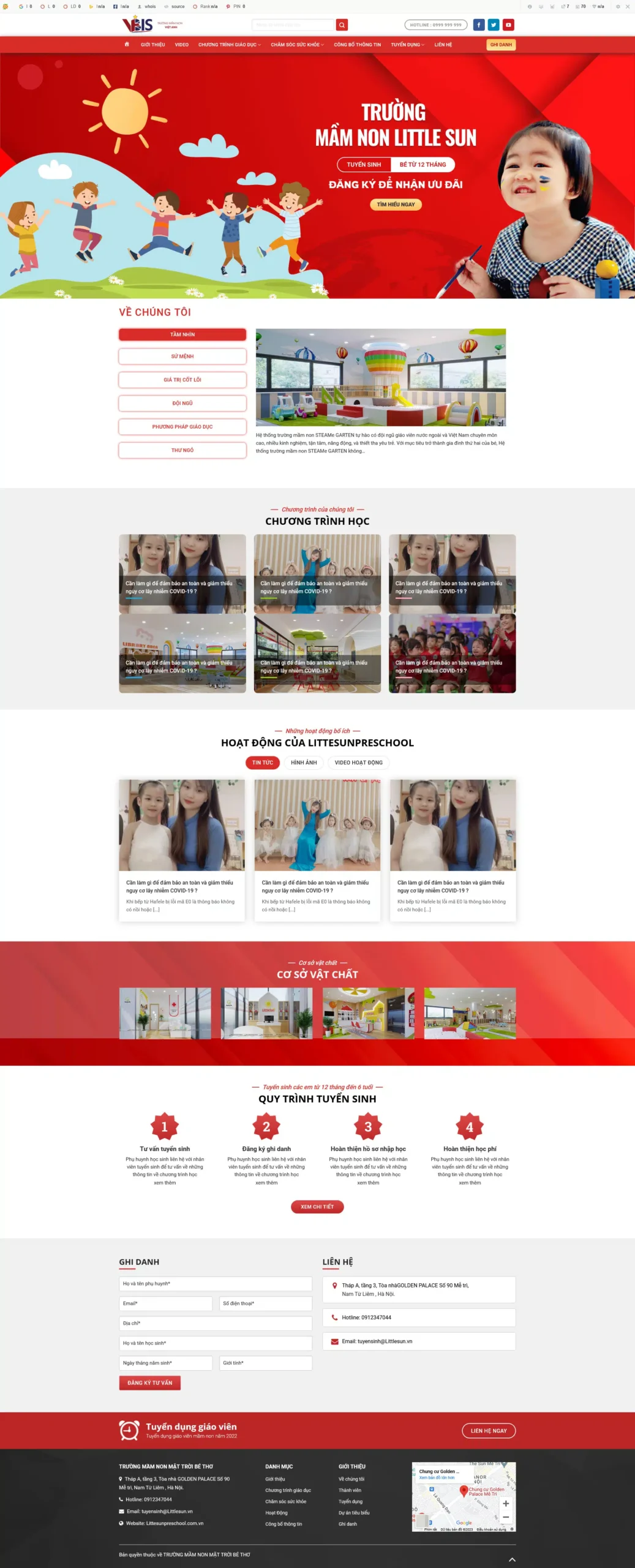 Website Trường Mầm Non giao diện website giáo dục trường mầm non chuyên nghiệp, thân thiện cho phụ huynh