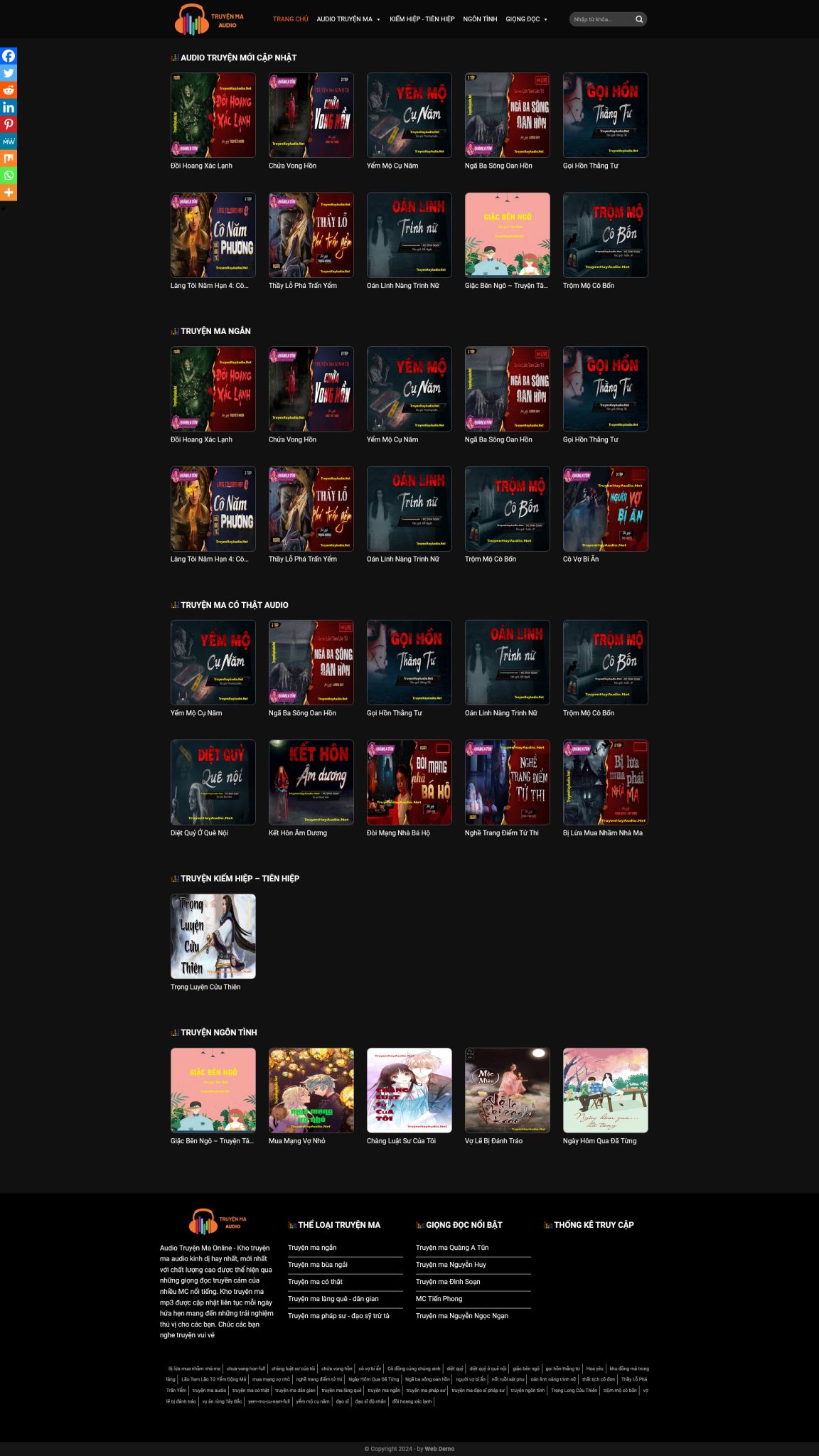 Website Truyện Ma Audio giao diện website nghe truyện ma audio chuyên nghiệp