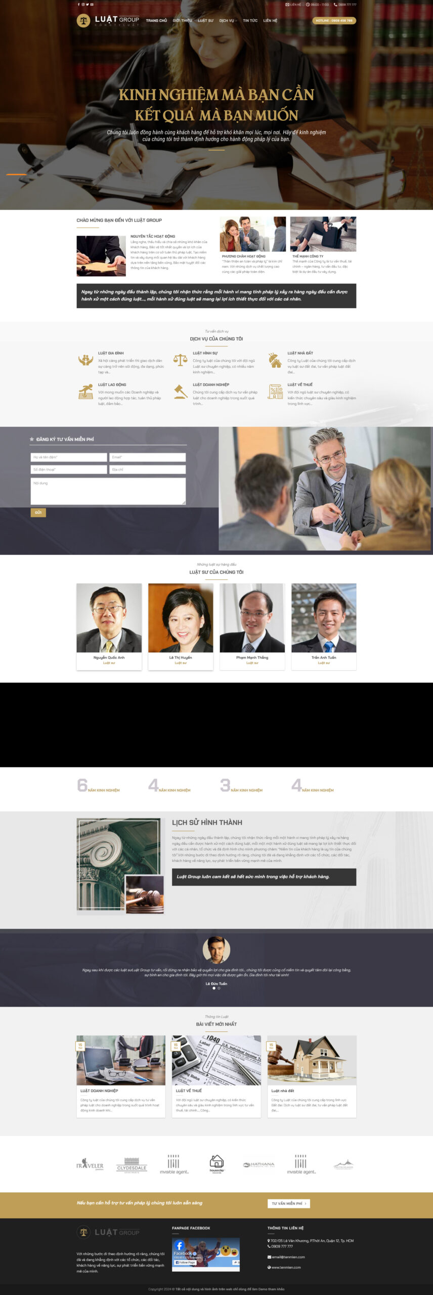 Giao diện Website Văn Phòng Luật Sư 01 – bố cục giới thiệu dịch vụ pháp lý chuyên nghiệp