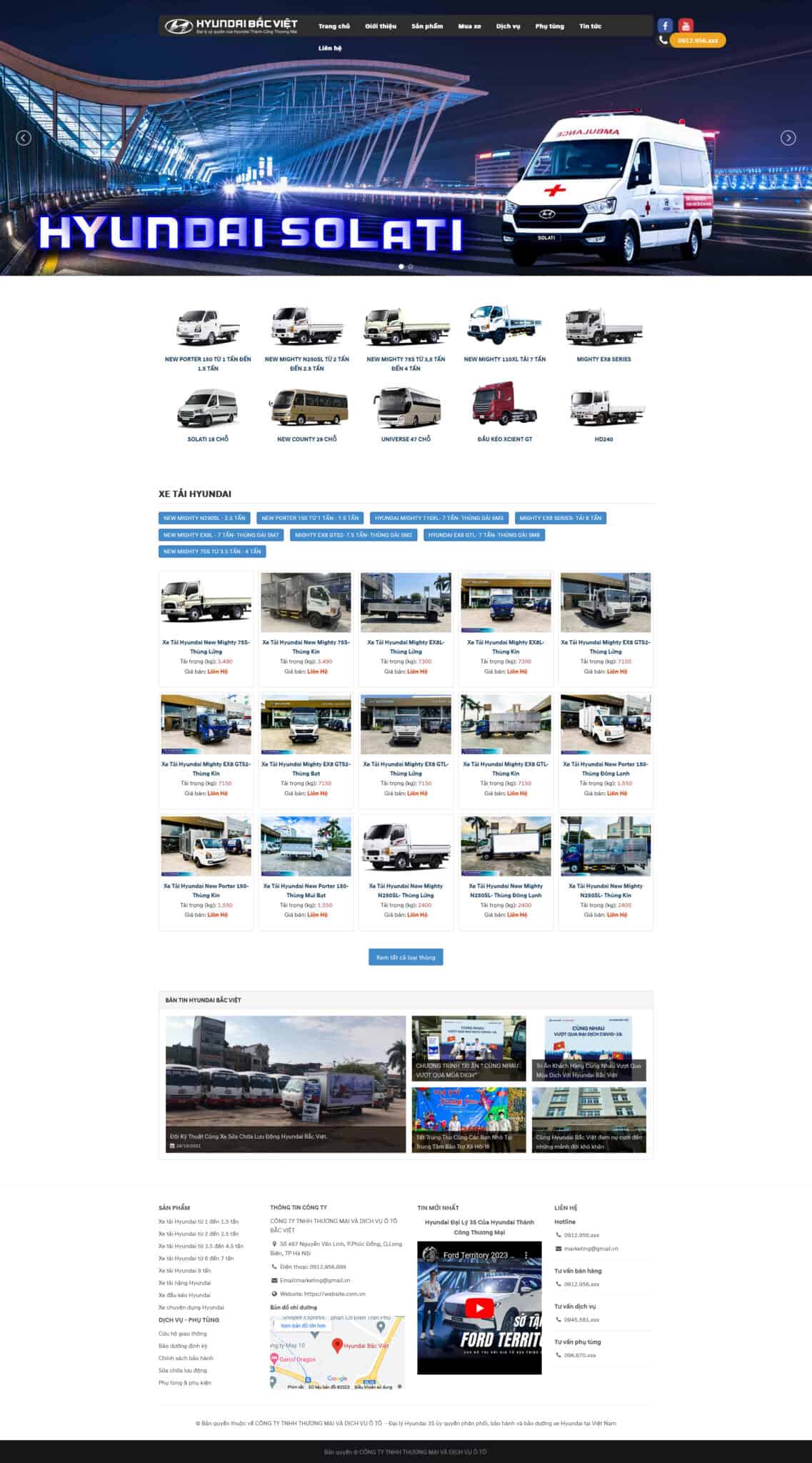 Website Xe Tải Bắc Việt giao diện website bán xe tải Hyundai chuyên nghiệp cho đại lý và đơn vị kinh doanh