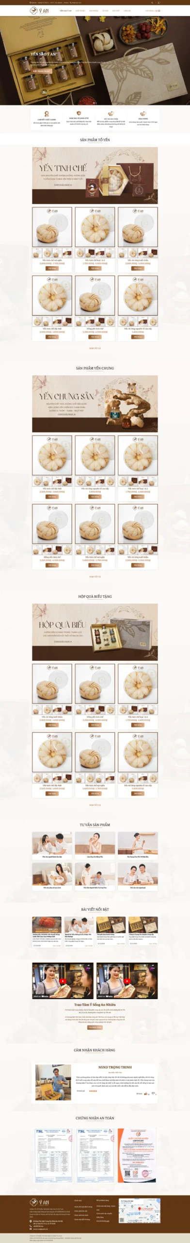 Website Yến Sào 03 giao diện bán tổ yến yến tinh chế hộp quà yến cao cấp online chuyên nghiệp